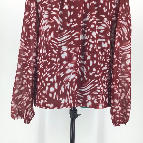 Maje Lipone Ruffled Print Long Sleeve Blouse, M - Picture 5 of 16